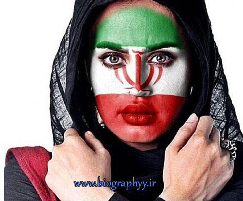 عکسی از نقاشی پرچم ایران بر چهره الناز شاکردوست
